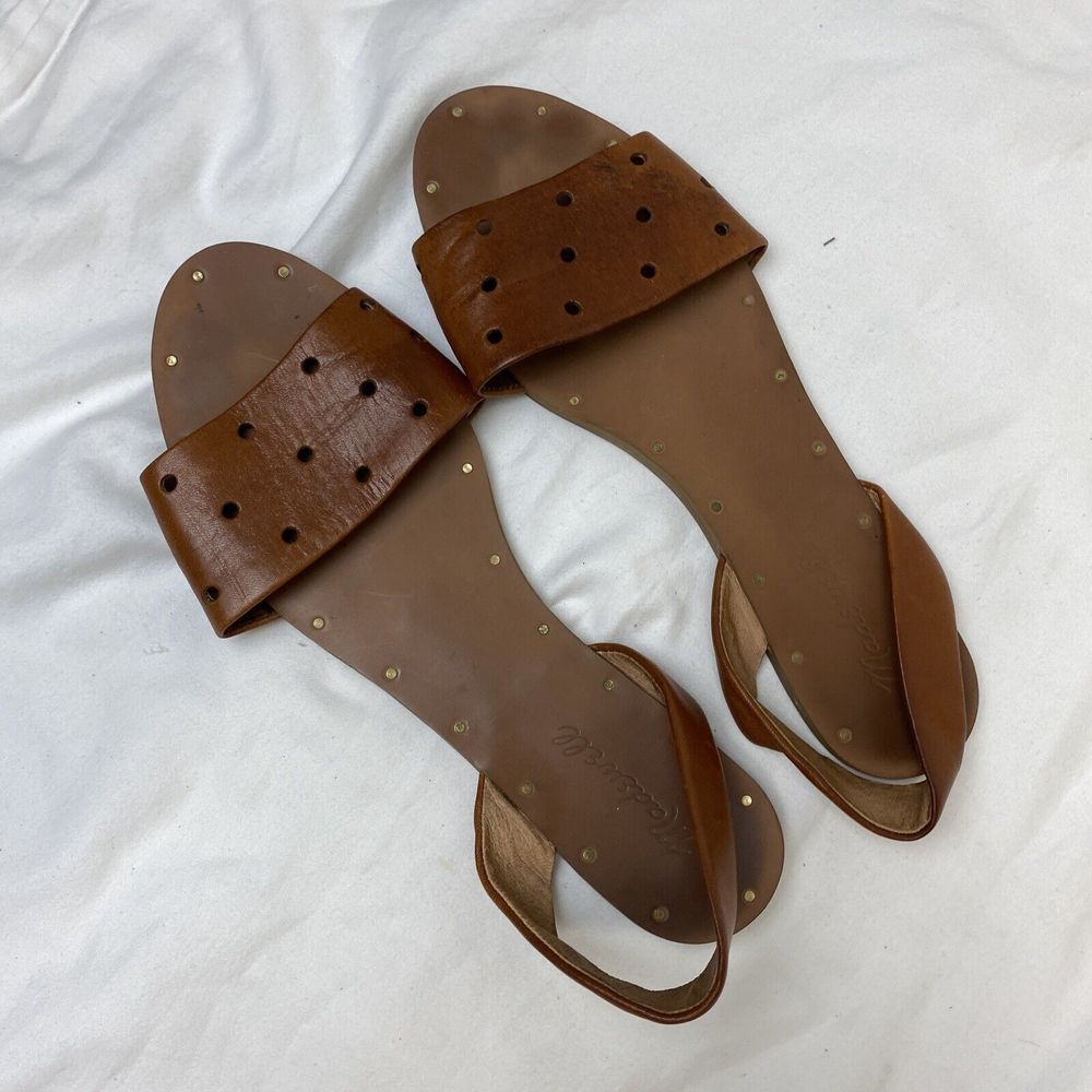 MADEWELL  Abbi Women’s Size 8 Hole Punch Sandals Slingback Flat Shoes Brown
